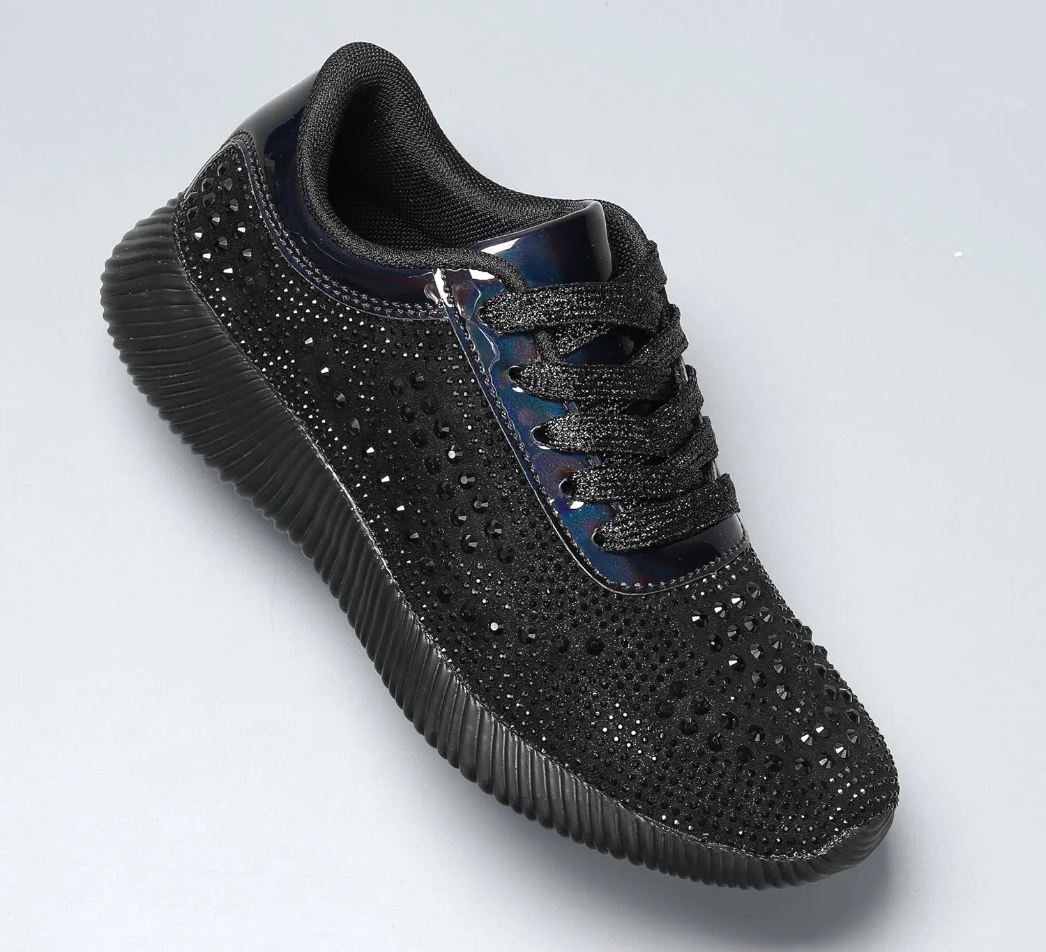 BELOS Women's Glitter Shoes Sparkly Lightweight Metallic Sequins Tennis Shoes Casual Retro Braided Walking Shoes