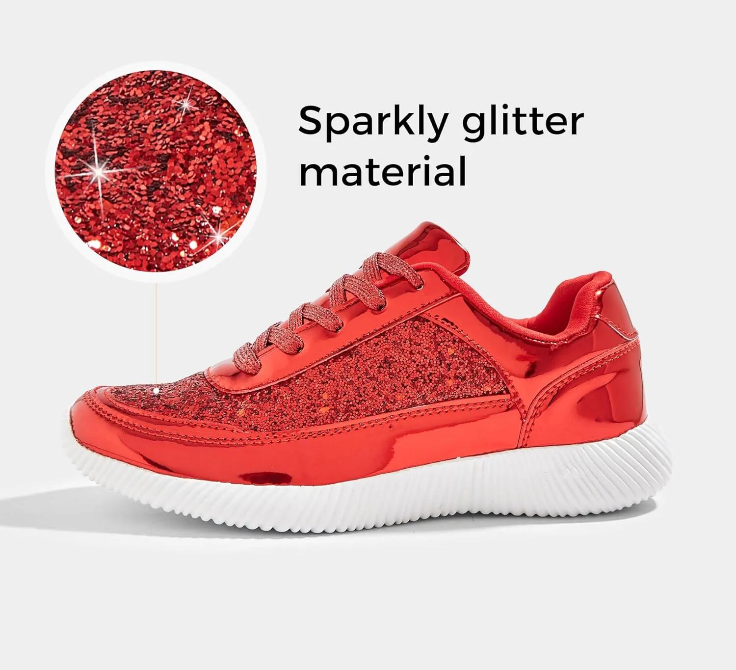 BELOS Women's Glitter Shoes Sparkly Lightweight Metallic Sequins Tennis Shoes Casual Retro Braided Walking Shoes