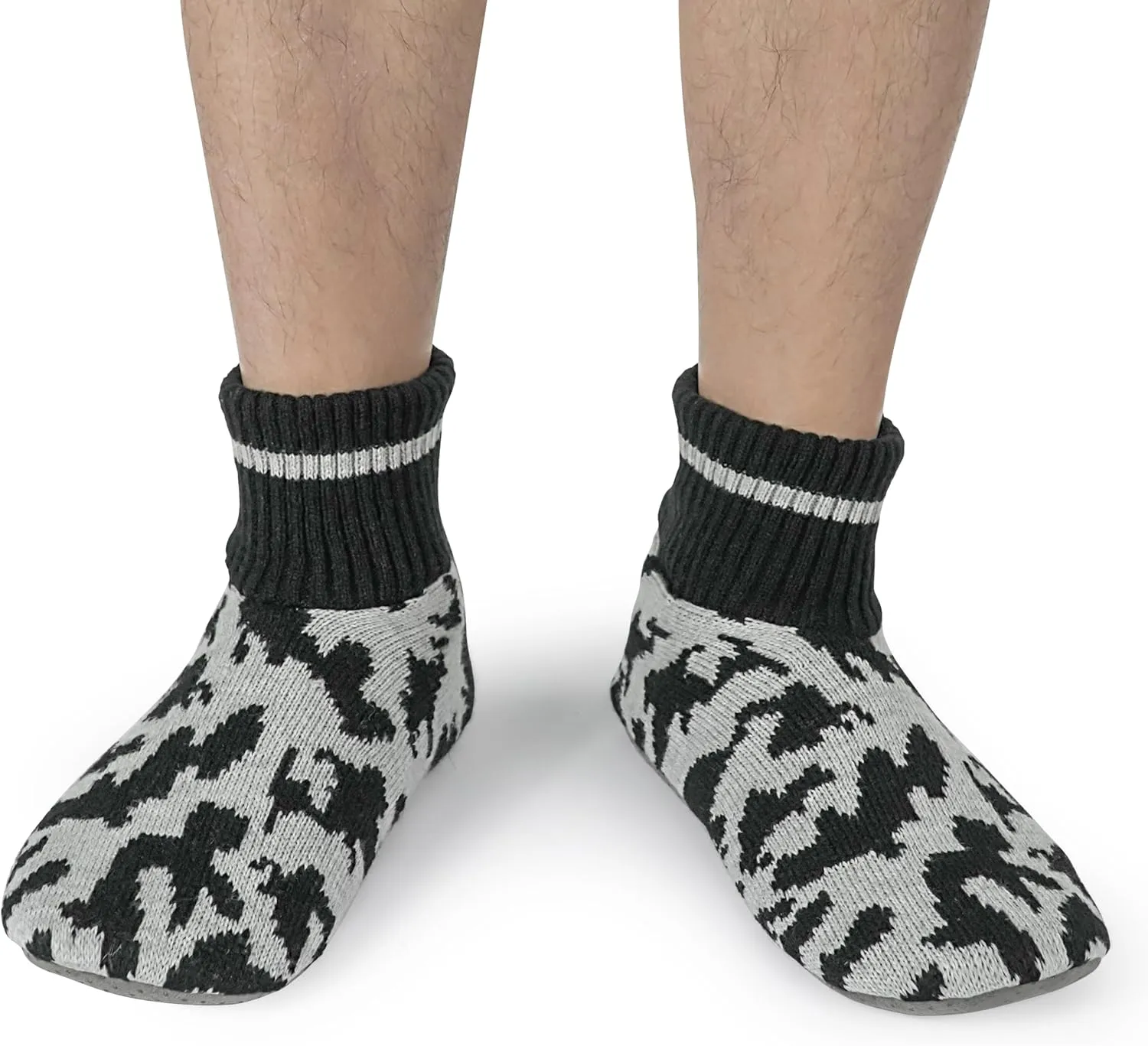 BenSorts Men Fuzzy Slipper Socks with Grippers Non Slip Indoor House Socks Christmas Gifts