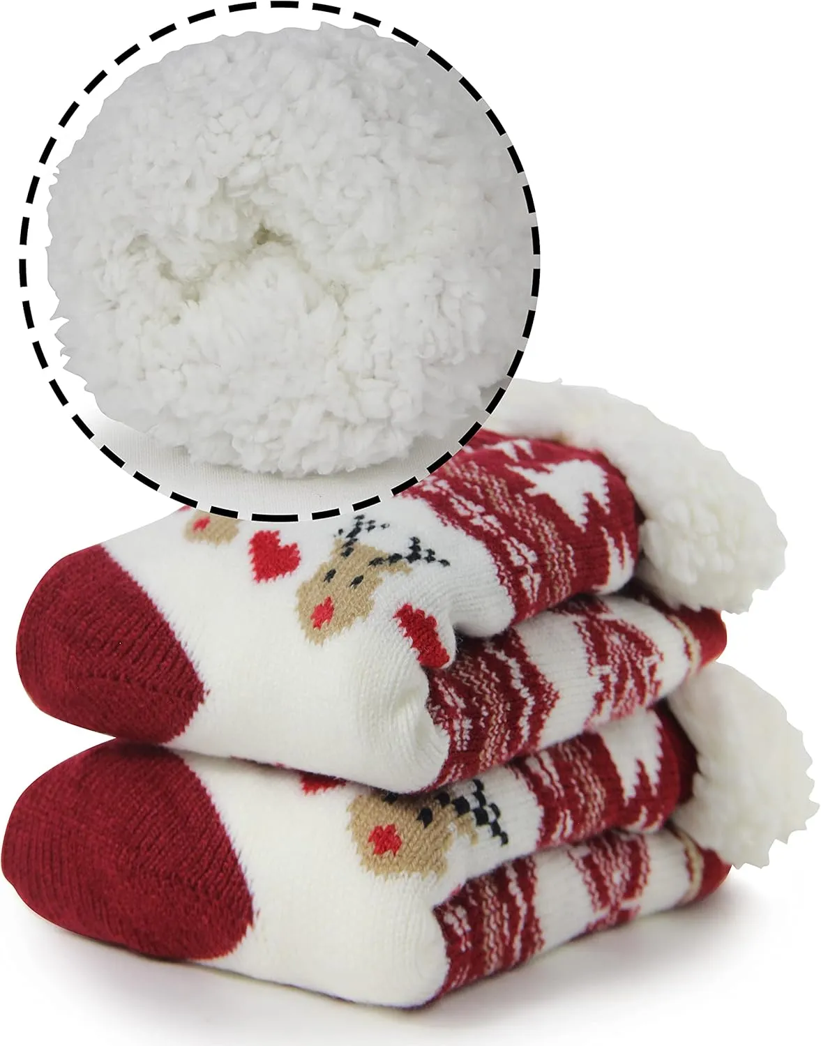 BenSorts Women Winter Thick Slipper Socks with Grippers Non Slip Warm Fuzzy Socks Christmas Gifts