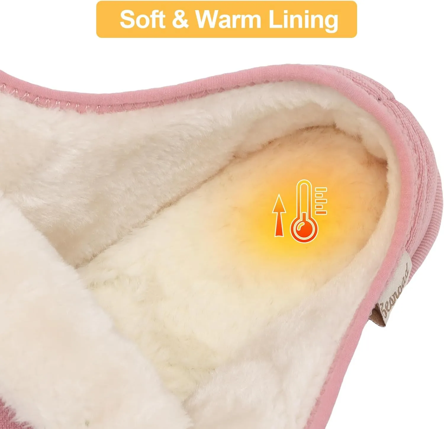 Besroad Womens Furry Memory Foam House Slippers Wide Diabetic Shoes Adjustable Bedroom Slippers Arthritis Edema Swollen House Shoes Indoor Outdoor