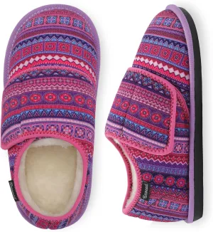 Besroad Womens Furry Memory Foam House Slippers Wide Diabetic Shoes Adjustable Bedroom Slippers Arthritis Edema Swollen House Shoes Indoor Outdoor