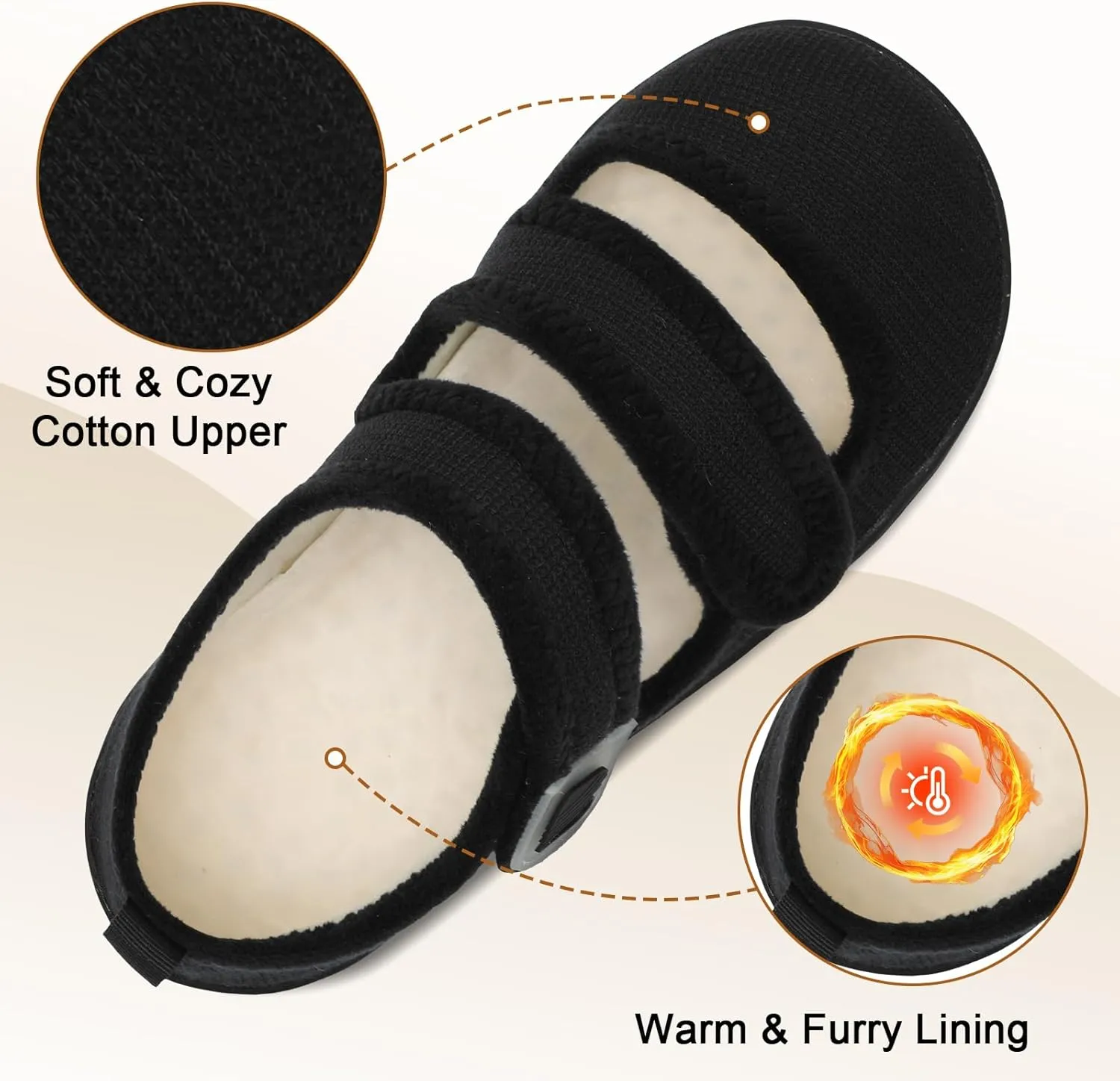 Besroad Womens Slippers Wide House Shoes Adjustable Fuzzy Diabetic Shoes Arthritis Edema Swollen Bedroom Slippers Indoor Outdoor