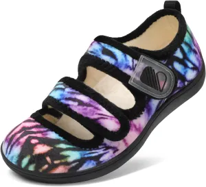 Besroad Womens Slippers Wide House Shoes Adjustable Fuzzy Diabetic Shoes Arthritis Edema Swollen Bedroom Slippers Indoor Outdoor