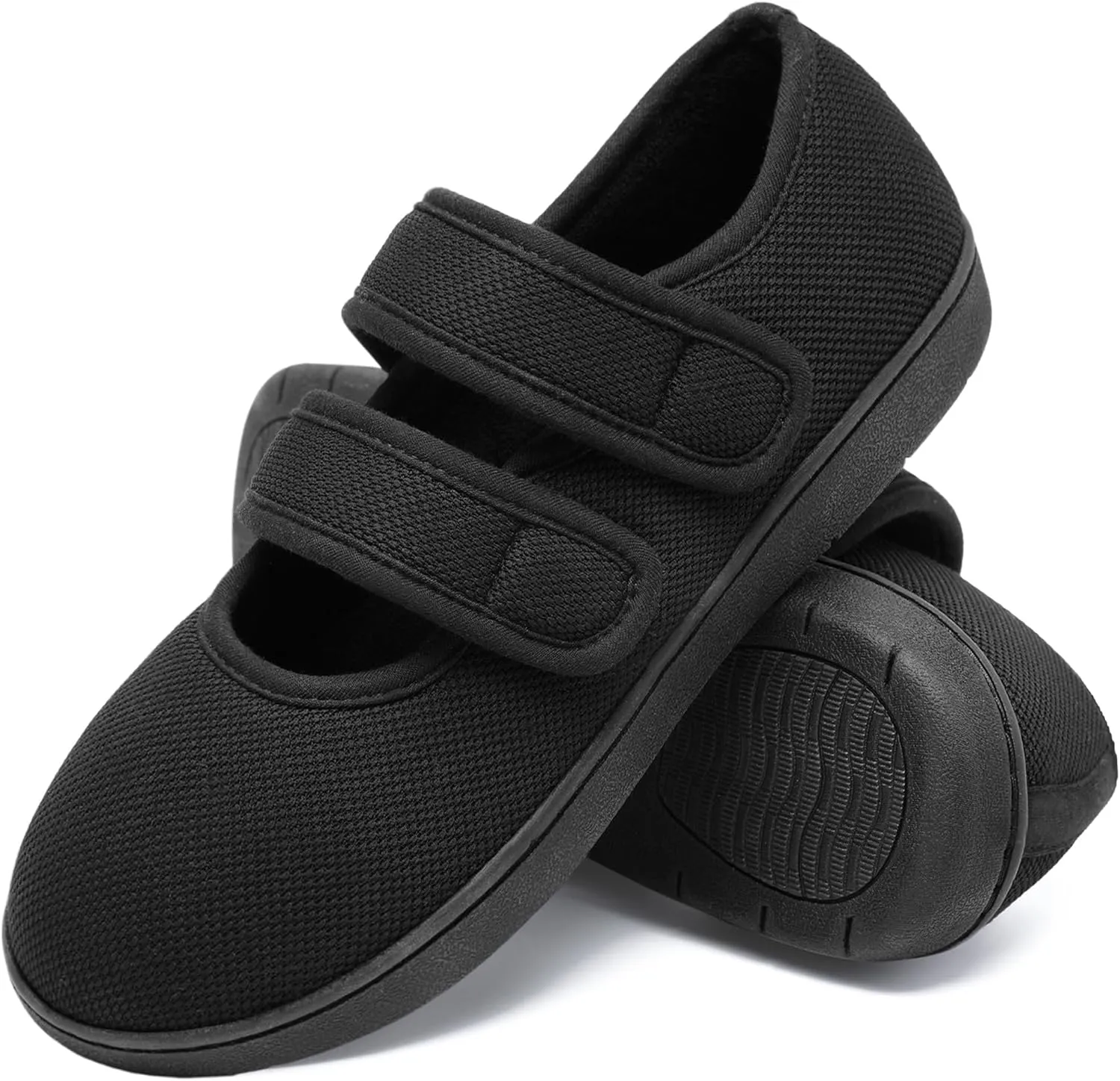 Bigwow Women's Walking Shoes Wide Diabetic Shoe Adjustable Slip On Soft House Slipper with Memory Foam Non Slip Indoor Outdoor Barefoot Casual Sneakers