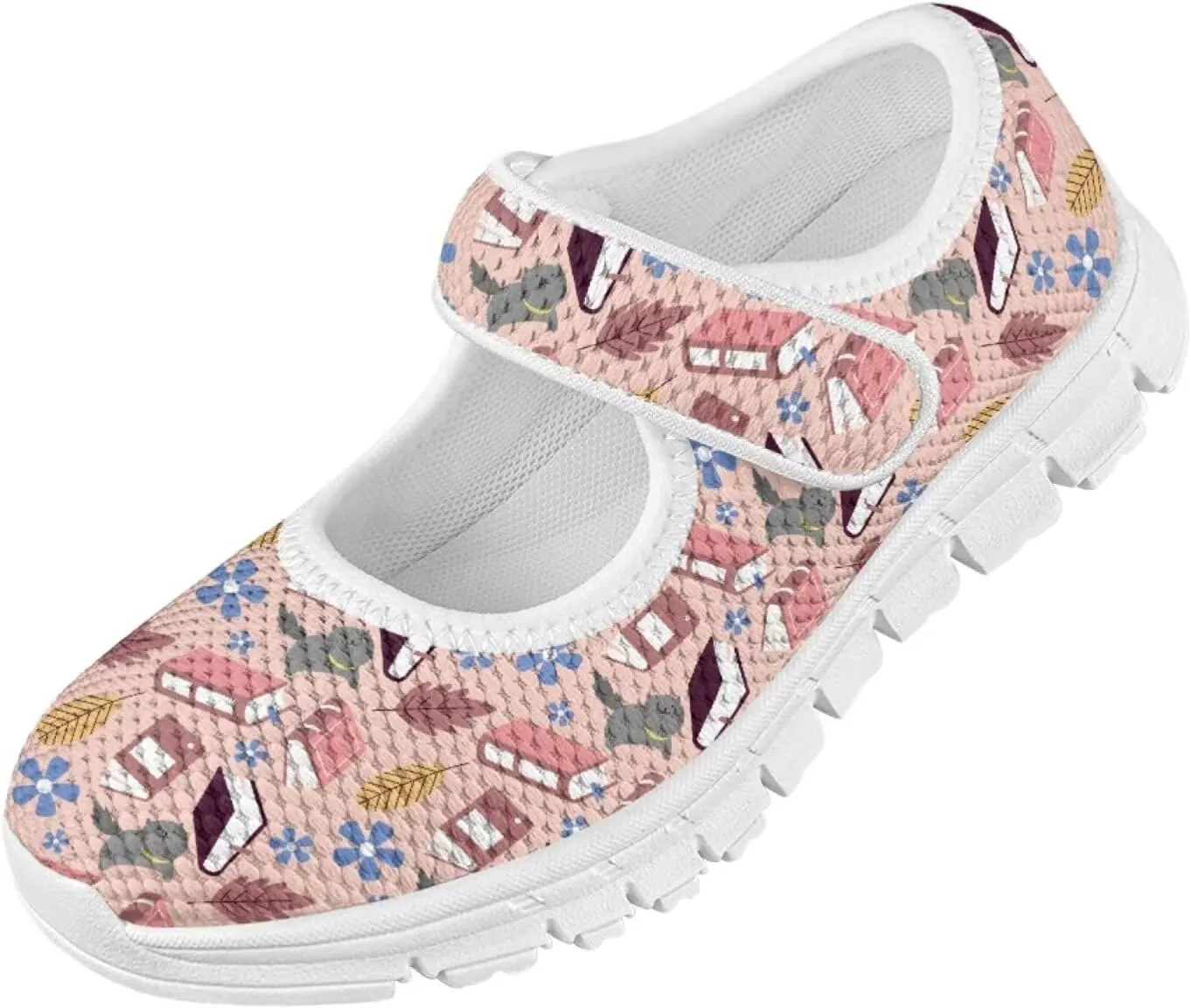 Binienty Girls School Uniform Shoes Classical Flats Mary Jane Sneakers Breathable Mesh Flat Shoes