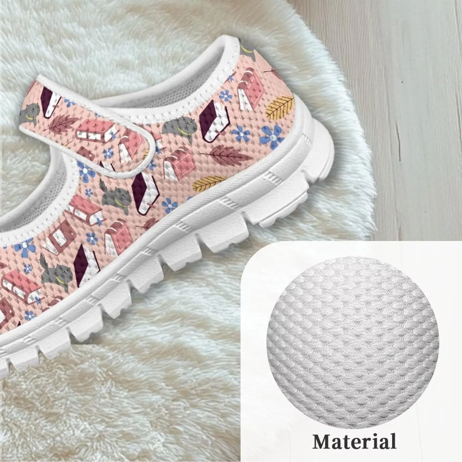 Binienty Girls School Uniform Shoes Classical Flats Mary Jane Sneakers Breathable Mesh Flat Shoes