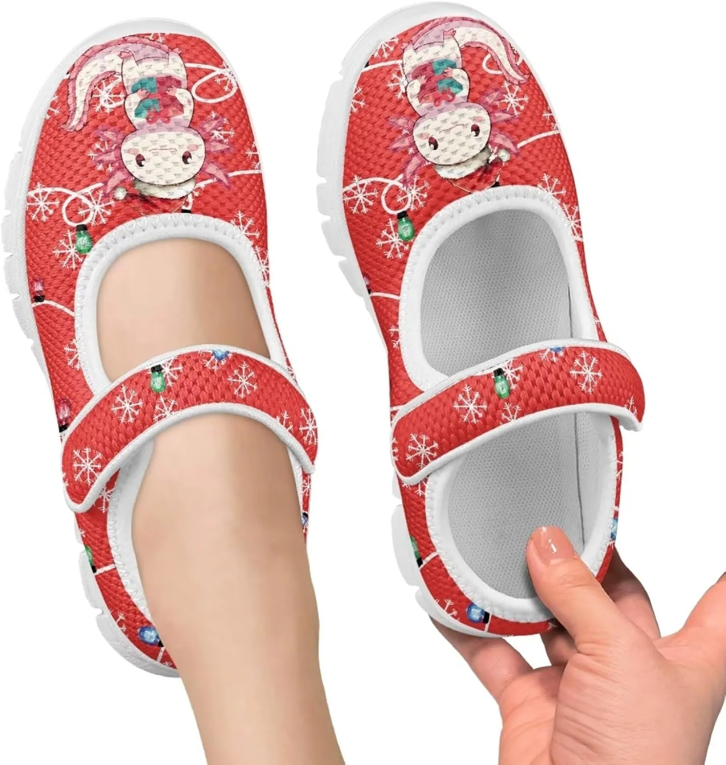 Binienty Girls School Uniform Shoes Mesh Mary Jane Dress Flats Slip on Casual Sneakers