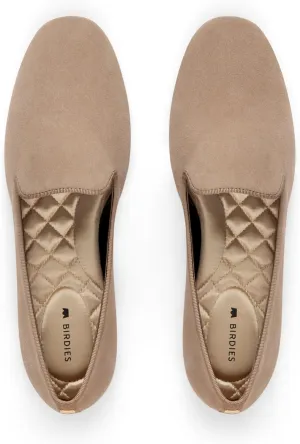 Birdies Women's Starling, Slip-On Flats, Comfortable Casual Dressy Shoes, New Latte Suede, 7.5