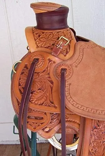 BNB International Handmade Wade Tree A Fork Roping Ranch Work Premium Western Saddles for Horses Leather Equestrian Trail Horse Saddles Tack Size: 10"-18" inches Seat Available, MO550