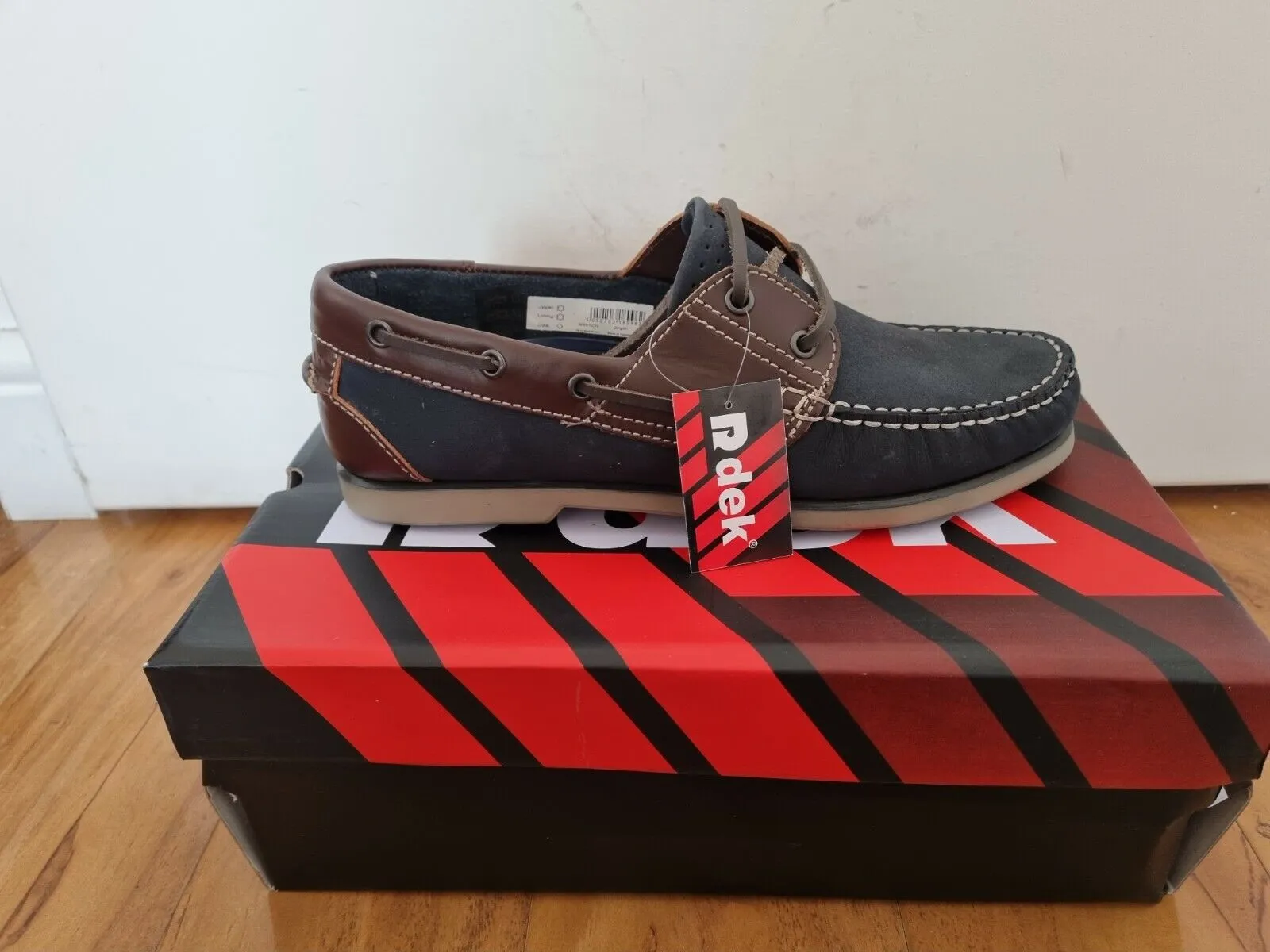 Boat Shoe by Dek - Navy Blue\Brown Lace Up Leather Boat Shoes (M551CN)