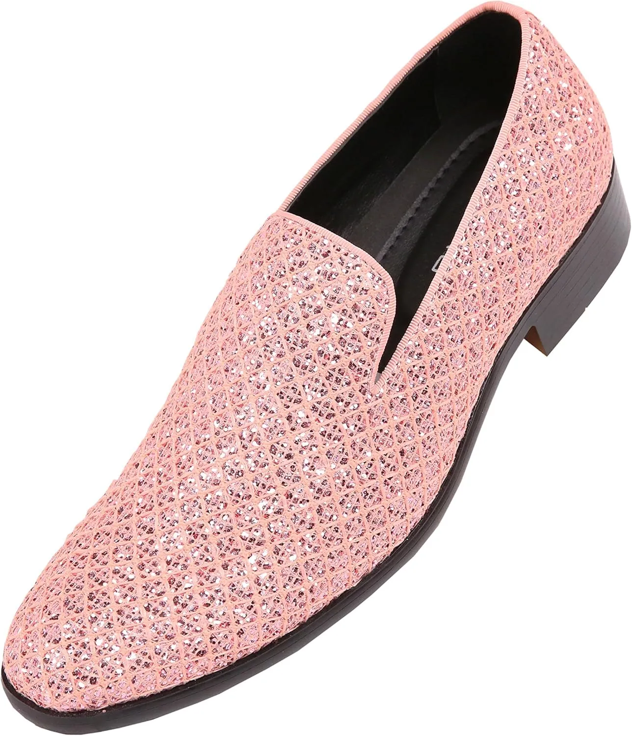 Bolano Sarlo Men's Dress Shoes, Black Glitter Loafer for Prom, Metallic Tuxedo Slip-on
