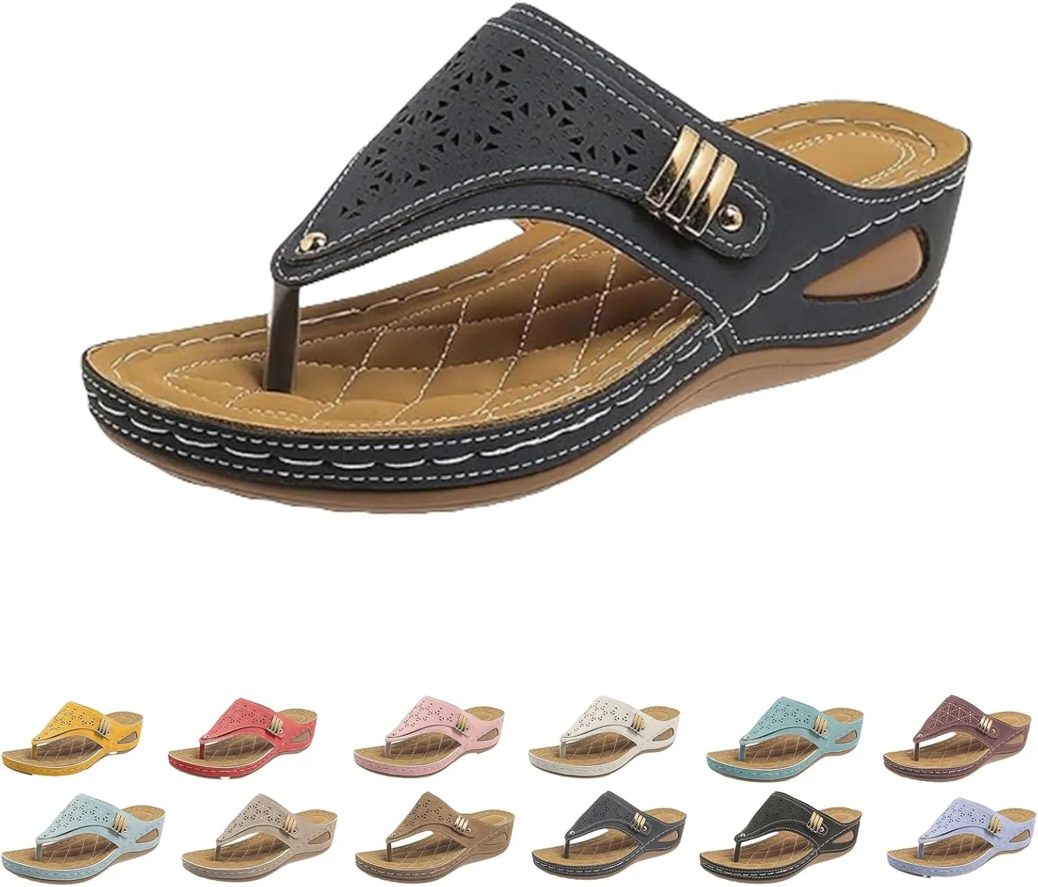 Breathable Mesh Sports Sandals With Non-Slip Sole,Womens Orthopedic Flip-Flops Summer Casual,With Arch Support