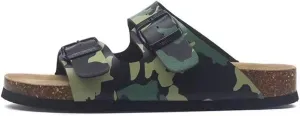 Buckle flat cork slippers summer men's and women's beach line button increase outdoor leisure slippers (Camouflage Black Color, Adult, Women, 10, Numeric Range, US Footwear Size System, 11, Medium)