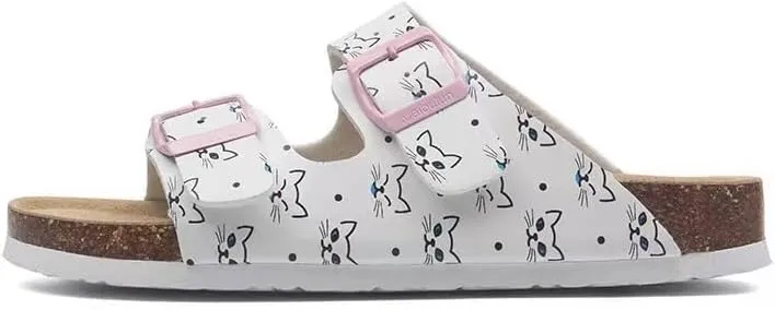 Buckle flat cork slippers summer men's and women's beach line button increase outdoor leisure slippers (Kitten, Adult, Women, 9.5, Numeric Range, US Footwear Size System, 10.5, Medium)
