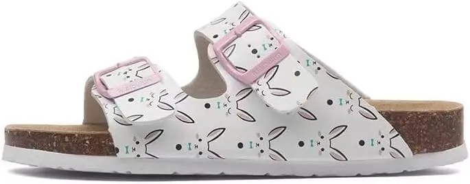 Buckle flat cork slippers summer men's and women's beach line button increase outdoor leisure slippers (Rabbit, Adult, Women, 4.5, Numeric Range, US Footwear Size System, 9, Medium)