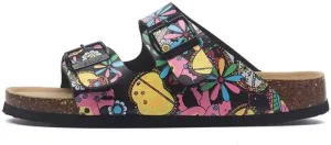 Buckle flat cork slippers summer men's and women's beach line button increase outdoor leisure slippers (Rainforest, Adult, Women, 8.5, Numeric Range, US Footwear Size System, 10, Medium)