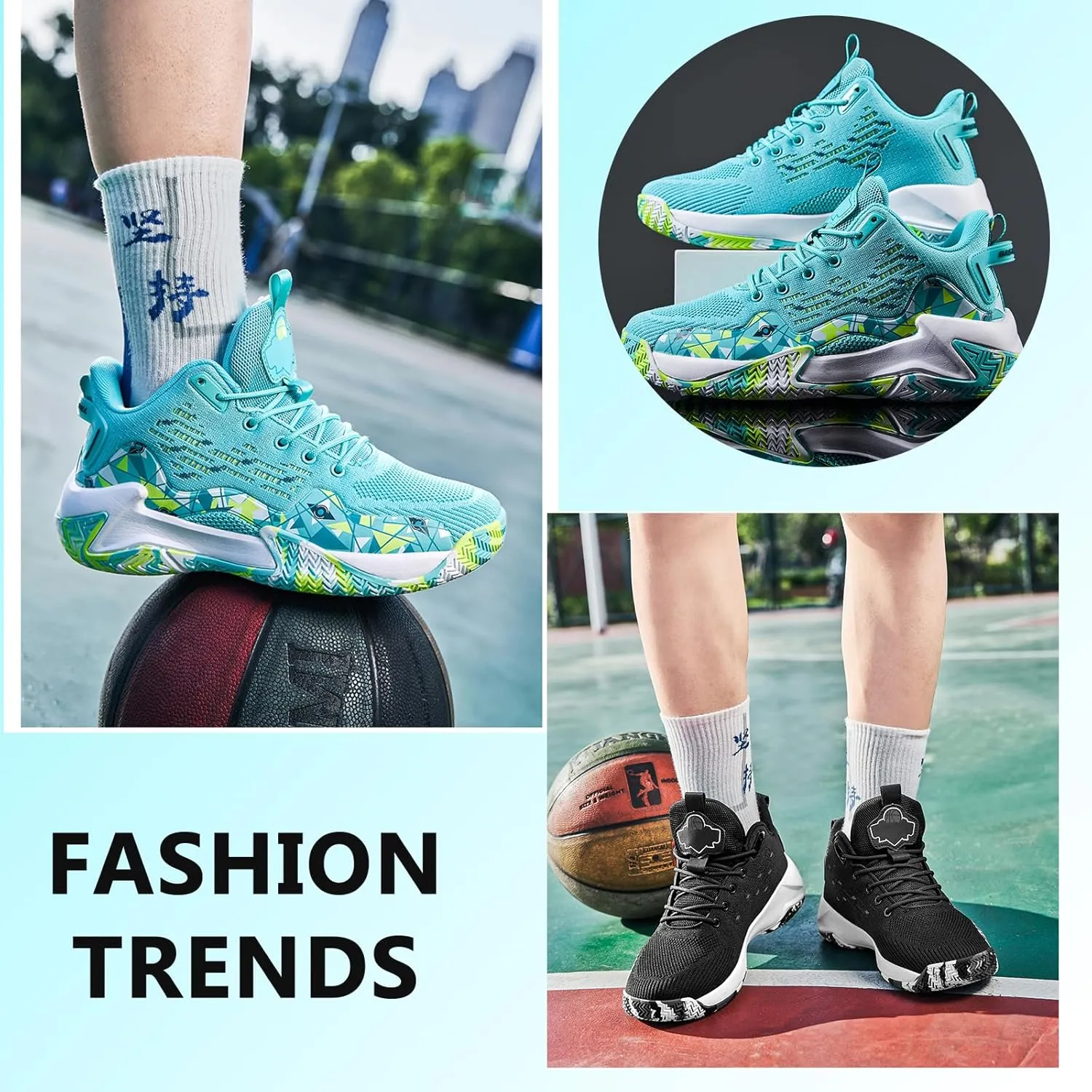 Buhelyc Men Basketball Shoes with High Top Breathable Comfort Running Shoes Fashion Sneaker for Fitness ＆ Sports