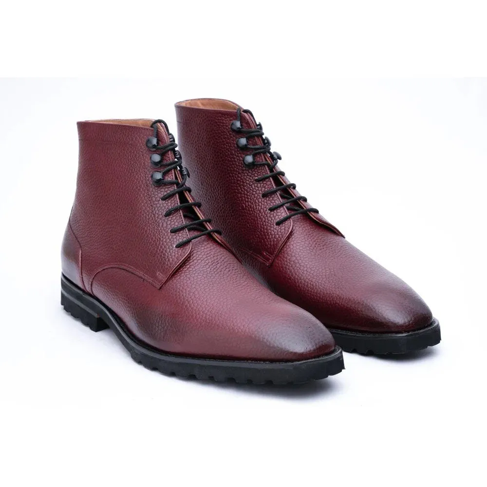 Burgundy Pebble Grain Lightweight Boot