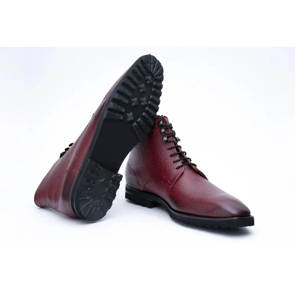 Burgundy Pebble Grain Lightweight Boot