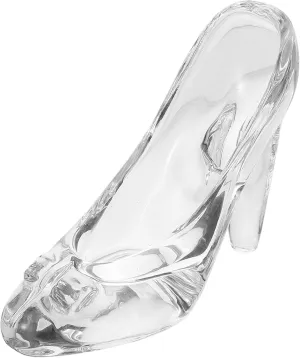 Cabilock Glass Slipper Decoration, Princess Crystal High Heels Shoes Figurine Ornaments, Clear Crystal Shoe Centerpiece Statue Collectible for Women Wedding Cake Topper