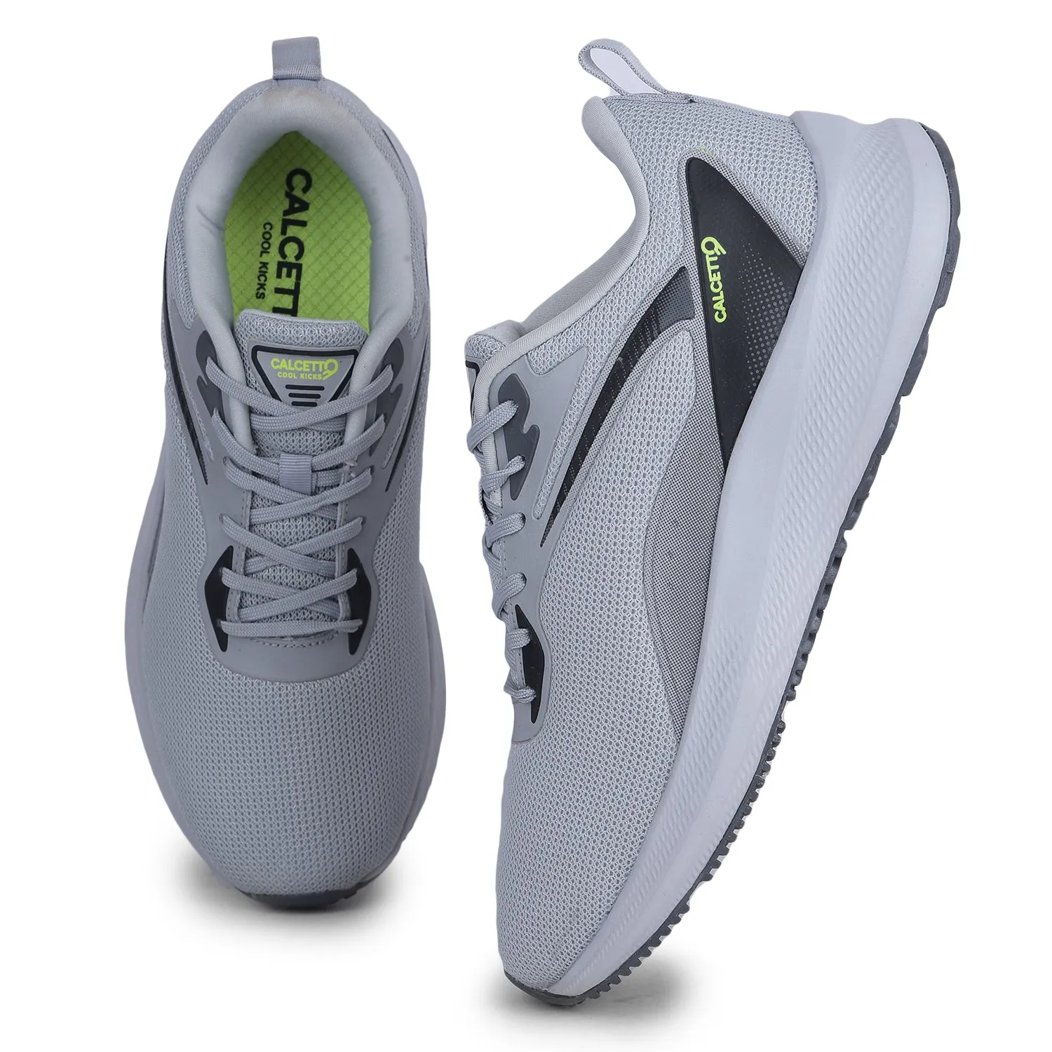 Calcetto Lightweight Casual Men'S Running Sports Shoes CLT-2054 Light Grey Lime
