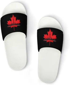 Canada Maple Leaf Skyline Women's House Sandals Non Slide Bathroom Beach Slippers for Men