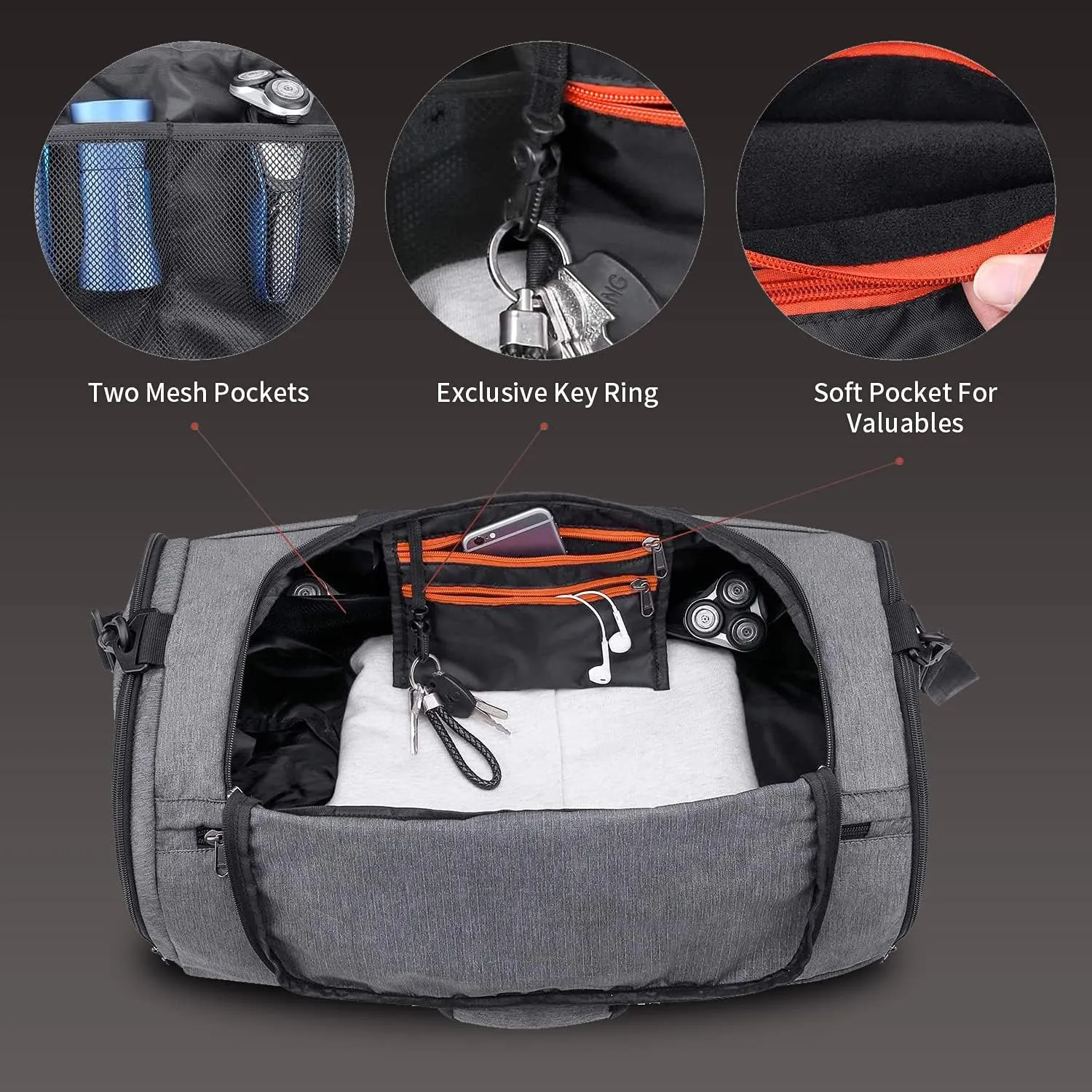 Canway Sports Gym Bag, Travel Duffel bag with Wet Pocket & Shoes Compartment for men women, 45L/40L, Lightweight