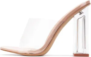 Cape Robbin Open Toe Clear Transparent Lucite Wedge Heel Mules Pump Sandals