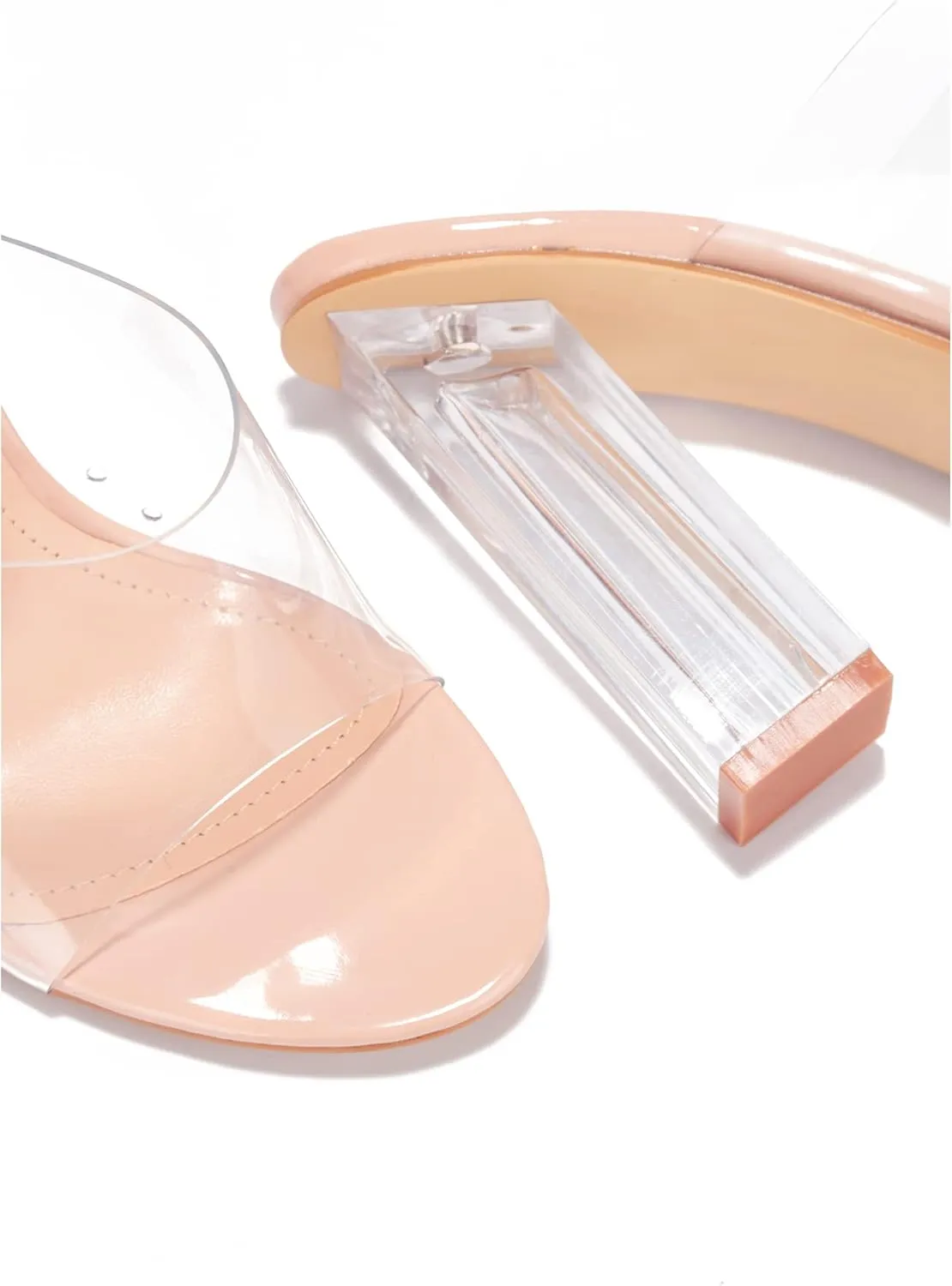 Cape Robbin Open Toe Clear Transparent Lucite Wedge Heel Mules Pump Sandals