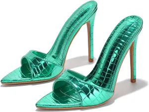 Cape Robbin Women Pointed Toe Heels Sandals Stiletto High Heels Slip on Mules