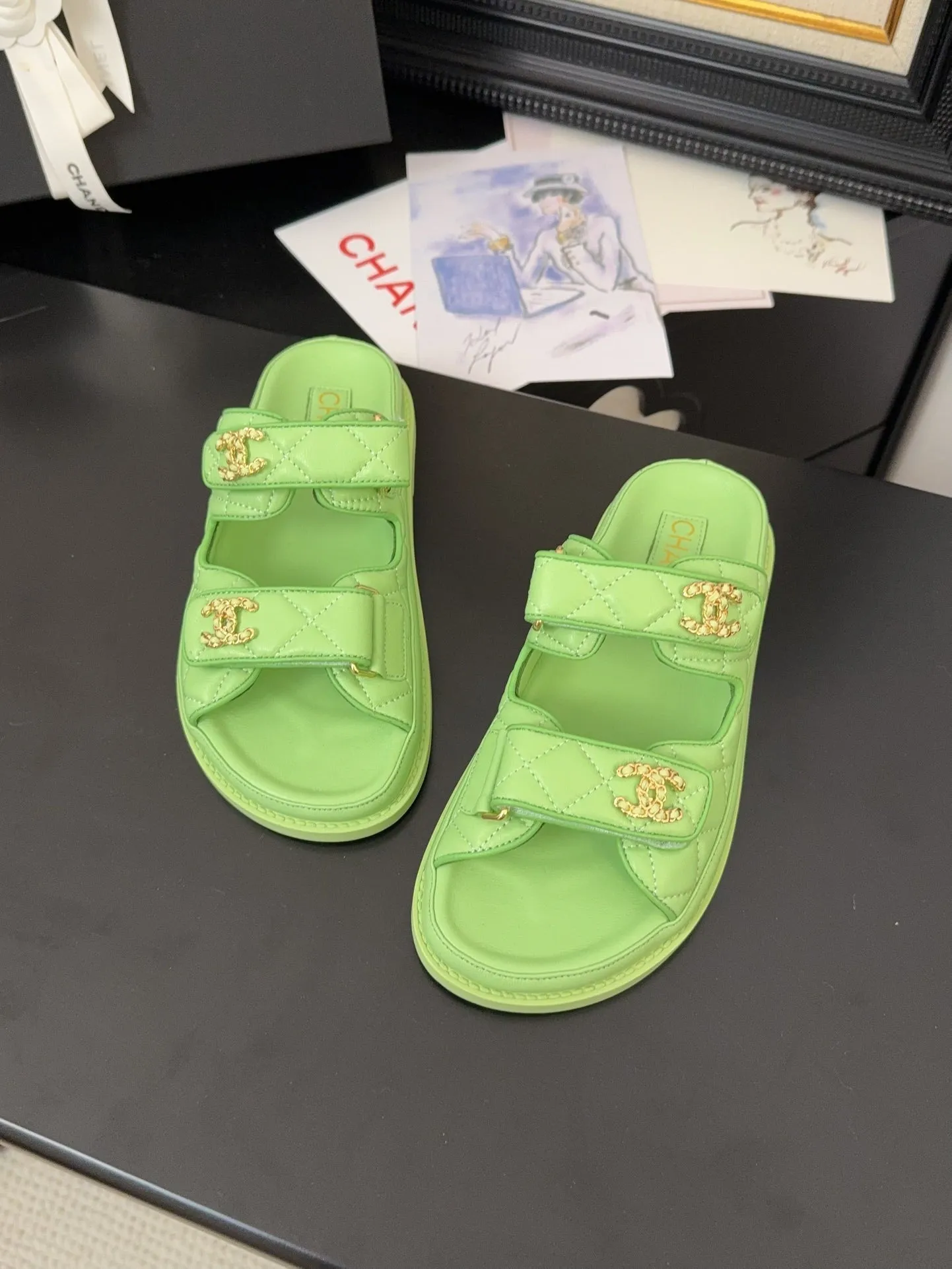 CC 25 Dad Sandal Mule Green Calfskin