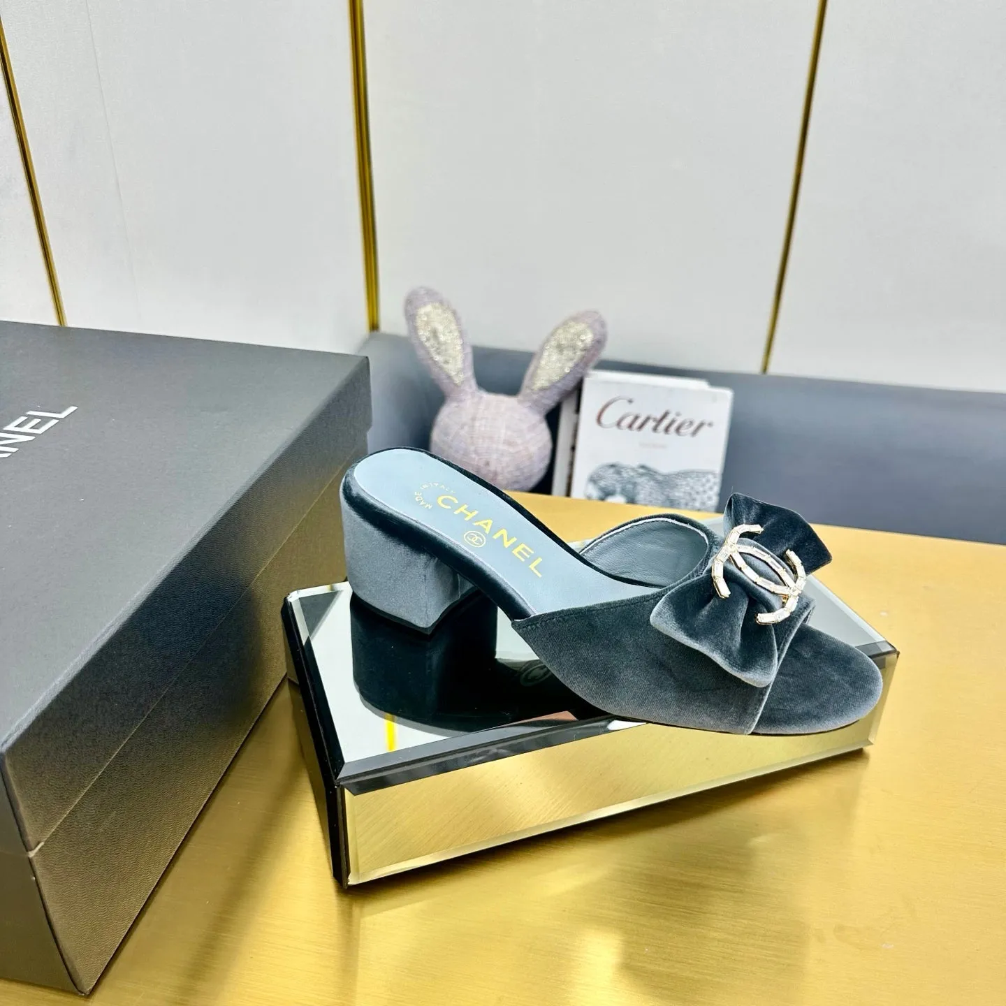 CC 25 Mid Heel Mules Gray Velvet 238474