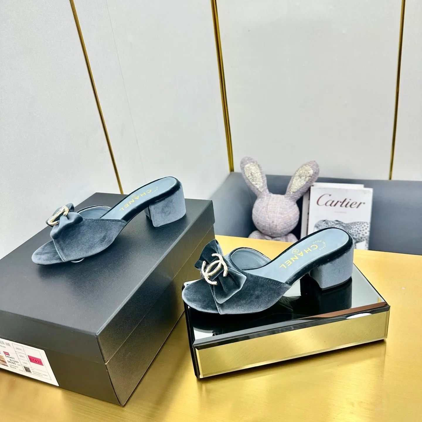 CC 25 Mid Heel Mules Gray Velvet 238474