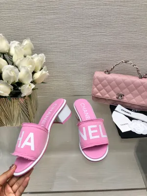 CC 25C Mid Heel Mule Pink Fabric Material 212962
