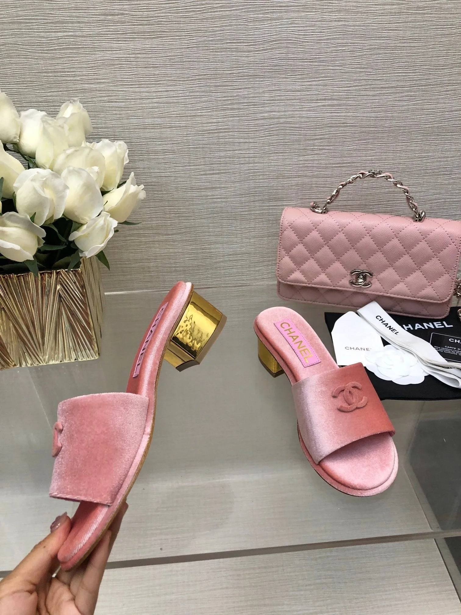 CC 25C Mid Heel Mule Pink Velvet Substance 212953