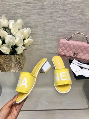 CC 25C Mid Heel Mule Yellow Fabric Material 212958