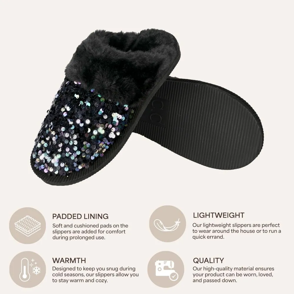 C.C Multi-Option Colorful Slip-On Slippers With Faux Fur Lining Indoor-Outdoor House For Women