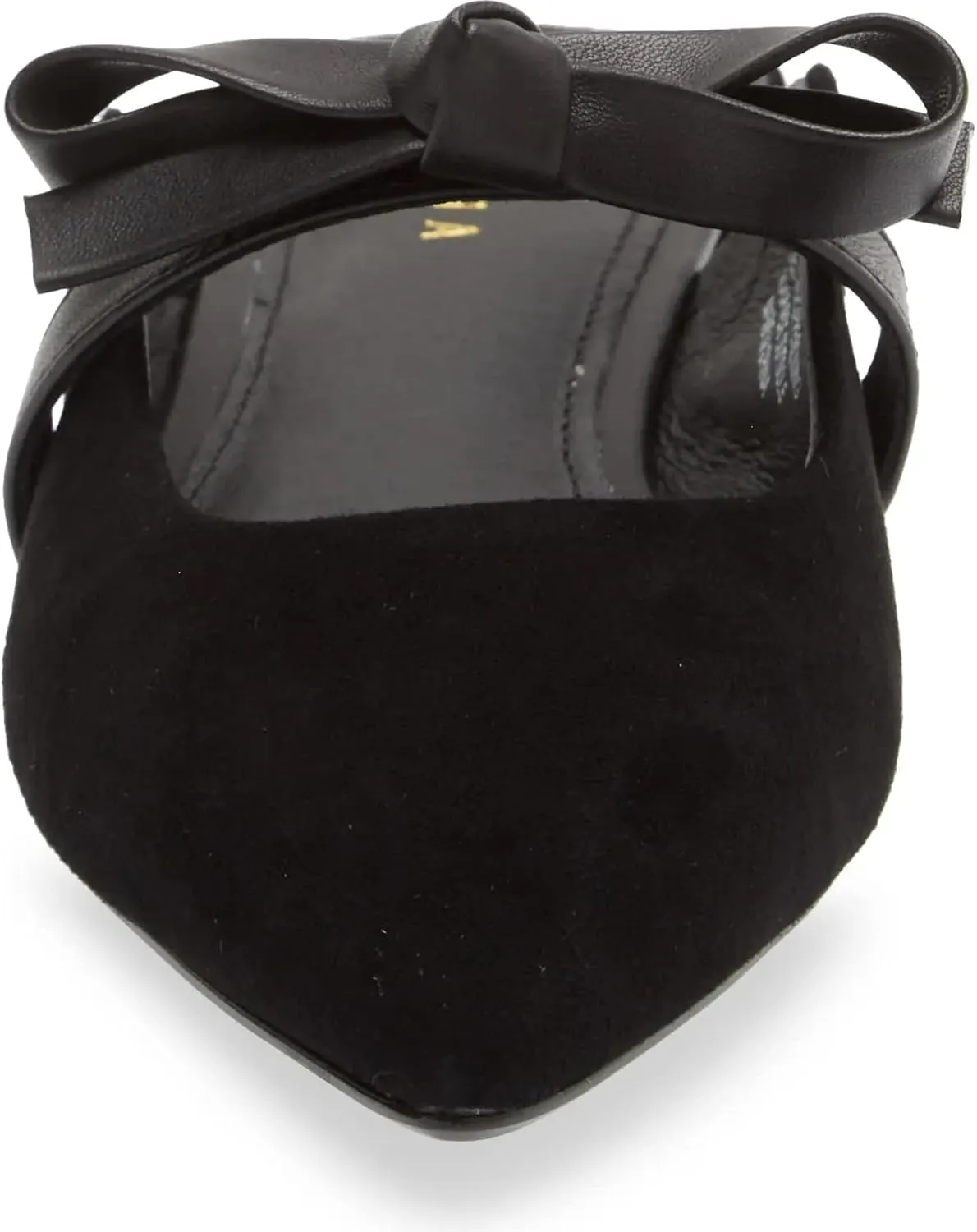 Cecelia New York Bethel Flat Mule Leather Bow Slip On Pointy Toe Flat Sandals, 8.5