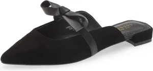 Cecelia New York Bethel Flat Mule Leather Bow Slip On Pointy Toe Flat Sandals, 8.5