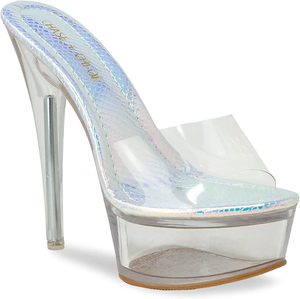 Chase & Chloe Women's Clear Stiletto High Heel Platform Sandals