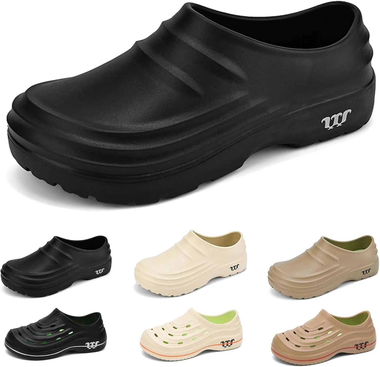 Chef Shoes for Men Women,Oil Resistant Waterproof Arch Support Clogs,Lightweight Breathable Kitchen Shoes Wide Toe Box Beach Slippers,Quick Dry Slip-on Garden Clogs with Removable Cushion Footbed