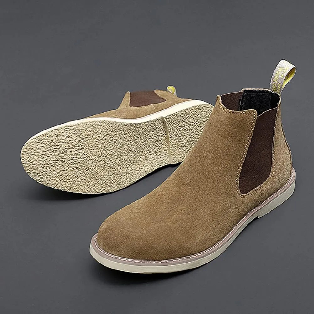 Chelsea Boots Men Suede Leather Casual Chukka Ankle Boots Classic Elastic Dress Ankle Boots for Men Outdoor Fashion Shoes