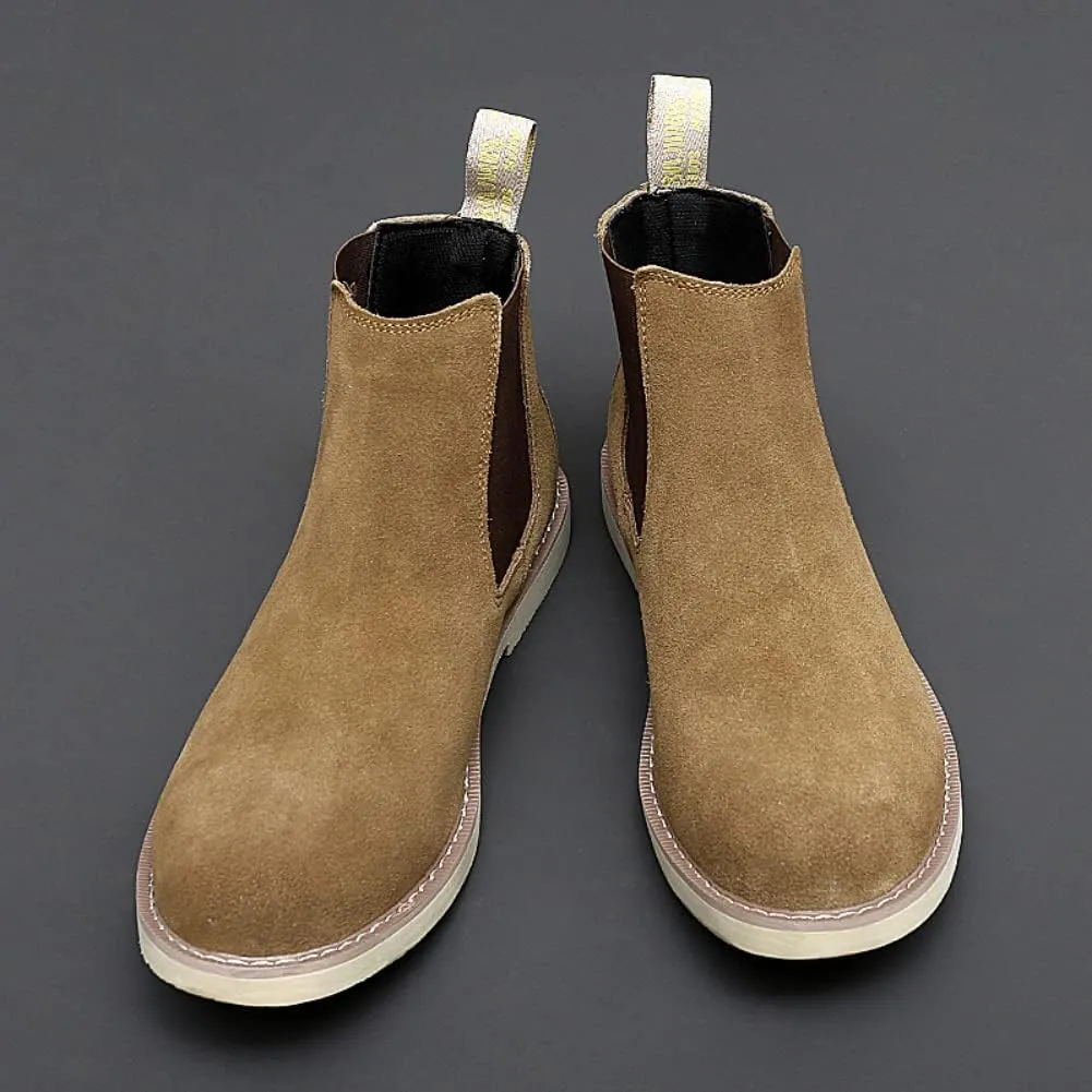 Chelsea Boots Men Suede Leather Casual Chukka Ankle Boots Classic Elastic Dress Ankle Boots for Men Outdoor Fashion Shoes