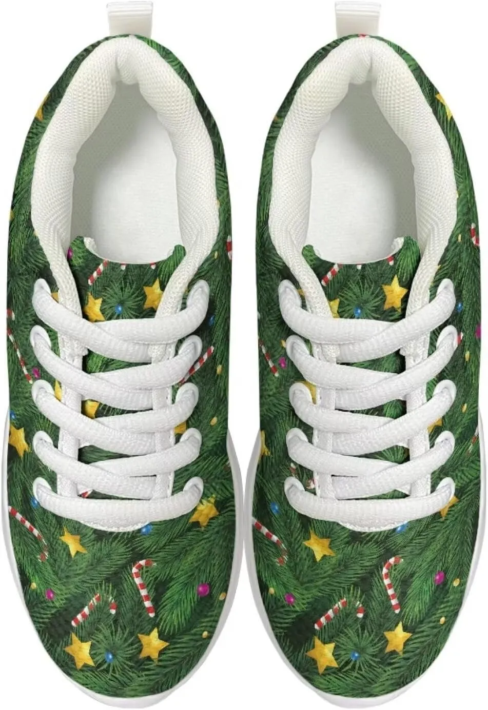 Children's Christmas Sneaker Cozy Lightweight Breathable Anti-Skid Hiking Shoes for Big Kids Athletic Lace-Up Walking Sneaker for Litter Kids US 11.5-3