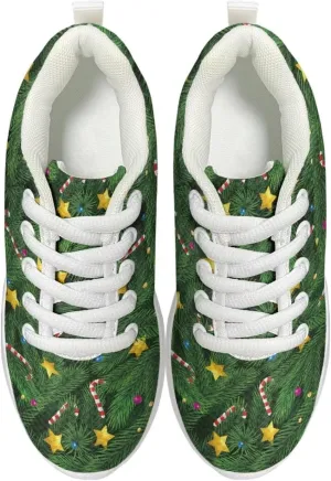 Children's Christmas Sneaker Cozy Lightweight Breathable Anti-Skid Hiking Shoes for Big Kids Athletic Lace-Up Walking Sneaker for Litter Kids US 11.5-3