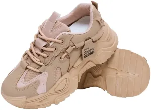 Chunky Sneakers for Women,Anti Slip Fashionable Retro Height Increasing Lace up Shoes,Breathable Verastile Casual Style
