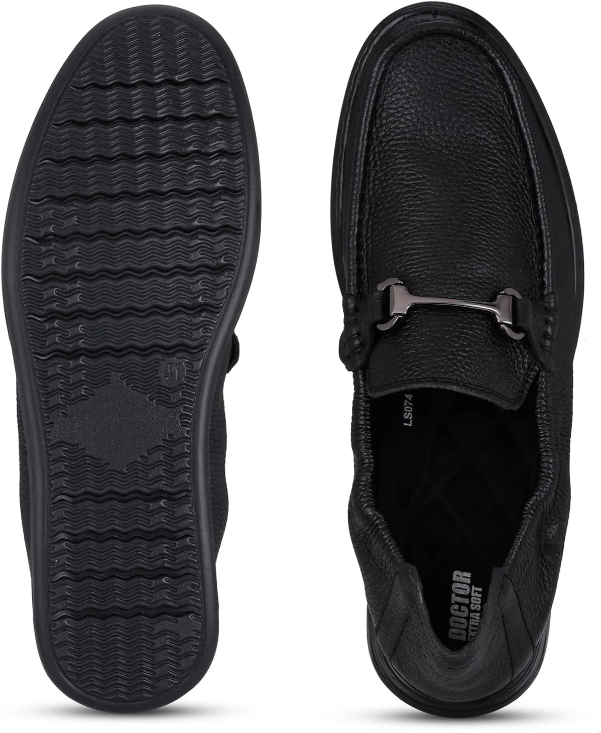 Classic Genuine Leather Formal Shoes for Men with Memory Foam Cushion| Ultra Lightweight & Comfortable|Stylish & Flexible|Parties,Occasions,Office,Wedding,Casual|Black Slip On D-806