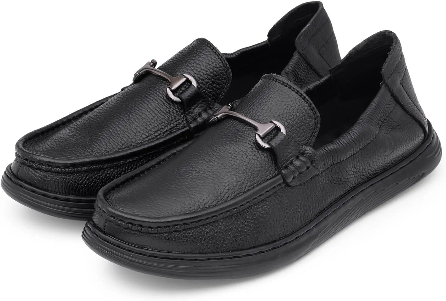 Classic Genuine Leather Formal Shoes for Men with Memory Foam Cushion| Ultra Lightweight & Comfortable|Stylish & Flexible|Parties,Occasions,Office,Wedding,Casual|Black Slip On D-806