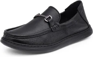 Classic Genuine Leather Formal Shoes for Men with Memory Foam Cushion| Ultra Lightweight & Comfortable|Stylish & Flexible|Parties,Occasions,Office,Wedding,Casual|Black Slip On D-806